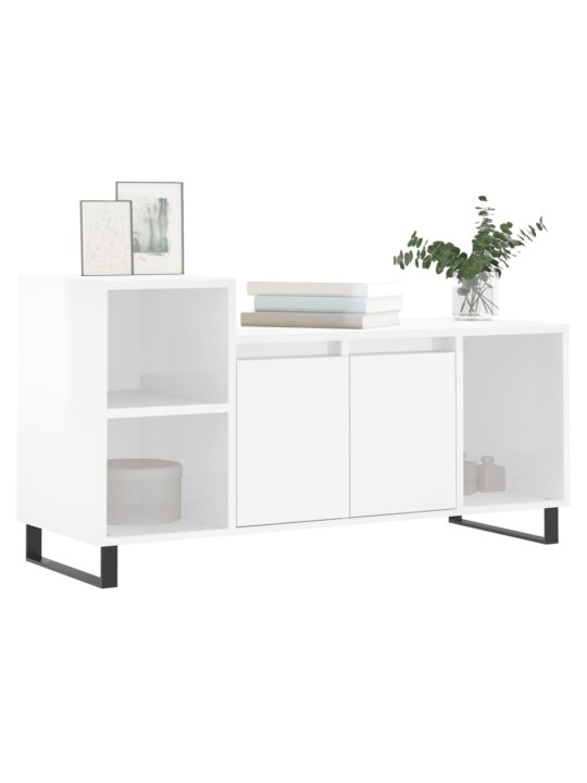 TV skříňka bílá s vysokým leskem 100x35x55 cm kompozitní dřevo