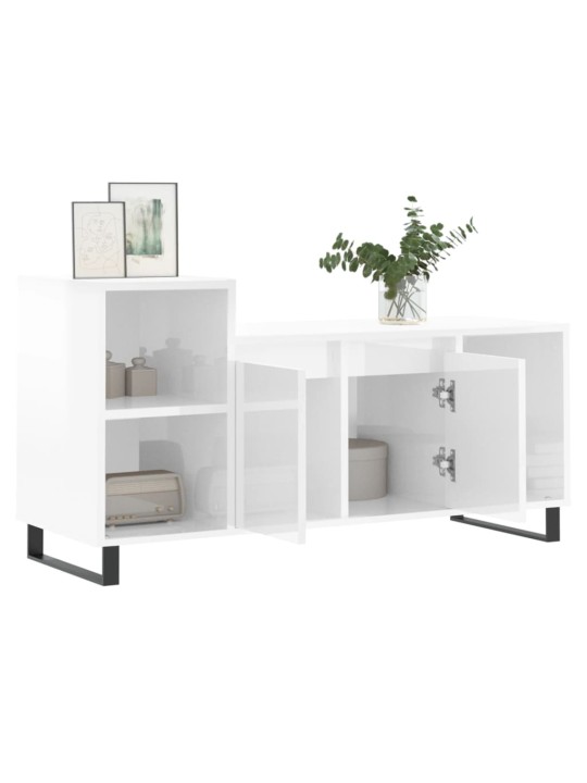 TV skříňka bílá s vysokým leskem 100x35x55 cm kompozitní dřevo
