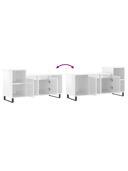 TV skříňka bílá s vysokým leskem 100x35x55 cm kompozitní dřevo