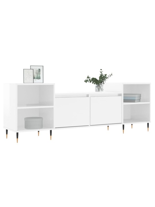 TV skříňka bílá s vysokým leskem 160x35x55 cm kompozitní dřevo