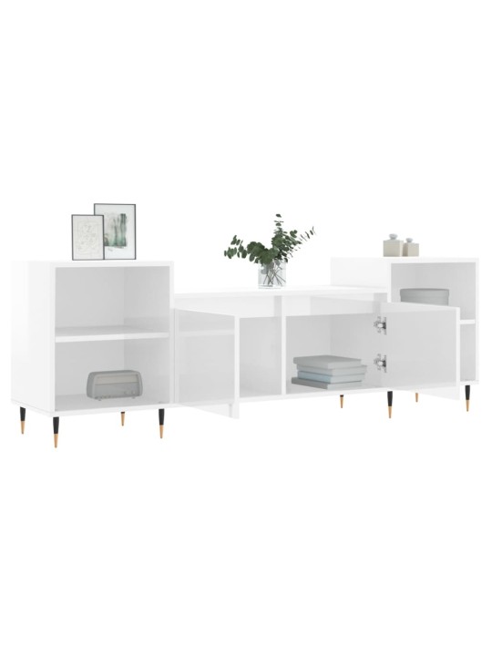 TV skříňka bílá s vysokým leskem 160x35x55 cm kompozitní dřevo