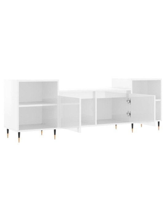TV skříňka bílá s vysokým leskem 160x35x55 cm kompozitní dřevo