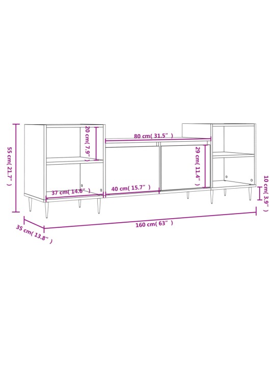 TV skříňka bílá s vysokým leskem 160x35x55 cm kompozitní dřevo