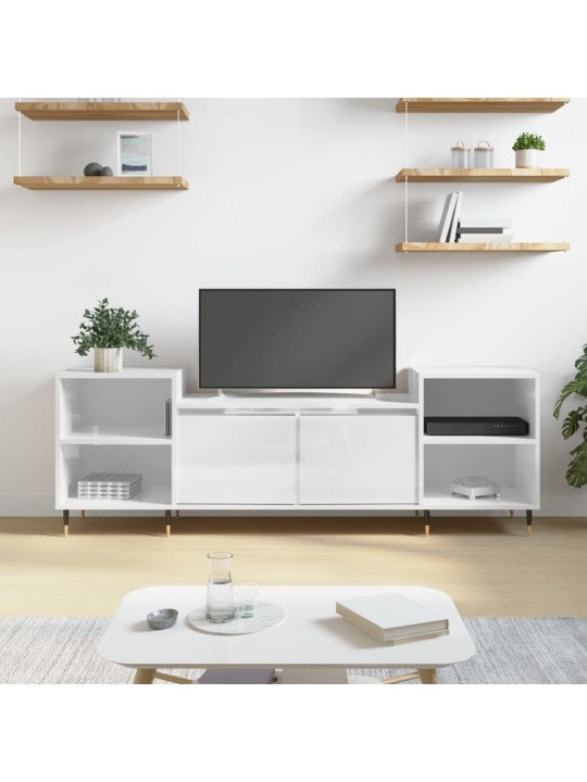TV skříňka bílá s vysokým leskem 160x35x55 cm kompozitní dřevo