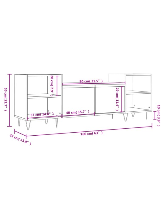 TV skříňka bílá 160 x 35 x 55 cm kompozitní dřevo