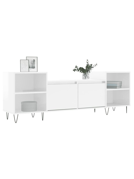 TV skříňka bílá s vysokým leskem 160x35x55 cm kompozitní dřevo