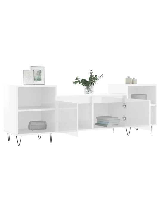 TV skříňka bílá s vysokým leskem 160x35x55 cm kompozitní dřevo