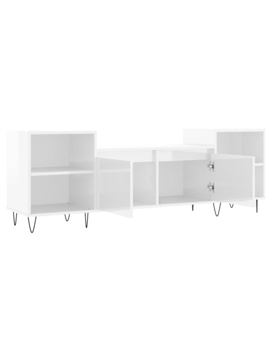 TV skříňka bílá s vysokým leskem 160x35x55 cm kompozitní dřevo