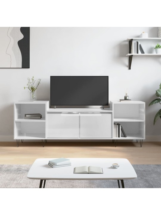 TV skříňka bílá s vysokým leskem 160x35x55 cm kompozitní dřevo