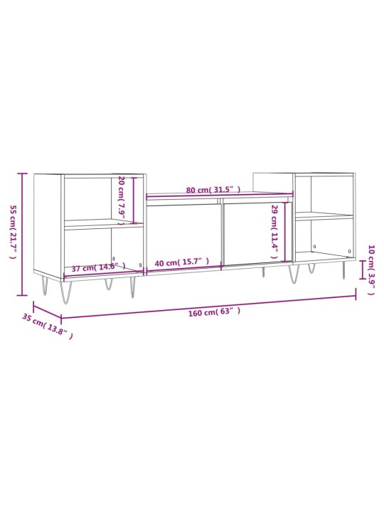 TV skříňka kouřový dub 160x35x55 cm kompozitní dřevo