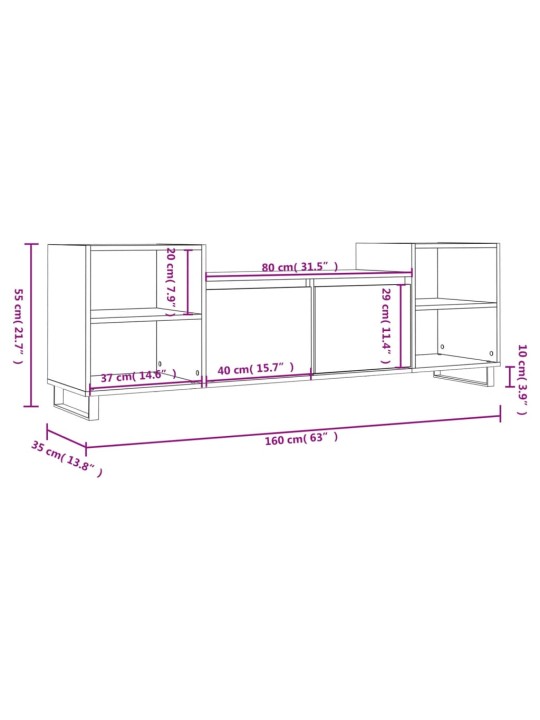 TV skříňka bílá 160 x 35 x 55 cm kompozitní dřevo