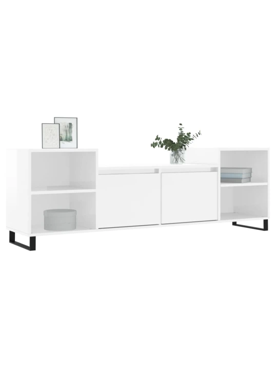 TV skříňka bílá s vysokým leskem 160x35x55 cm kompozitní dřevo
