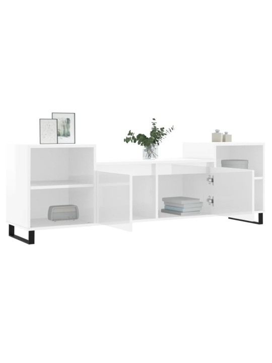 TV skříňka bílá s vysokým leskem 160x35x55 cm kompozitní dřevo