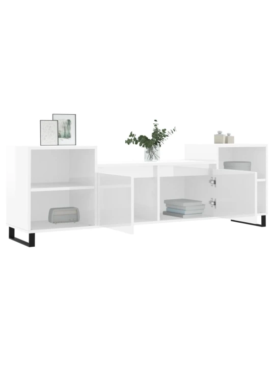 TV skříňka bílá s vysokým leskem 160x35x55 cm kompozitní dřevo