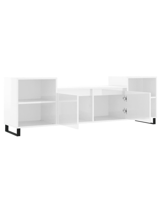 TV skříňka bílá s vysokým leskem 160x35x55 cm kompozitní dřevo
