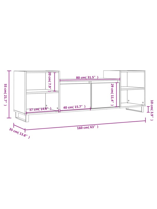 TV skříňka bílá s vysokým leskem 160x35x55 cm kompozitní dřevo