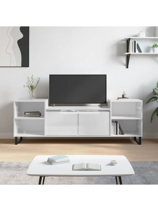 TV skříňka bílá s vysokým leskem 160x35x55 cm kompozitní dřevo