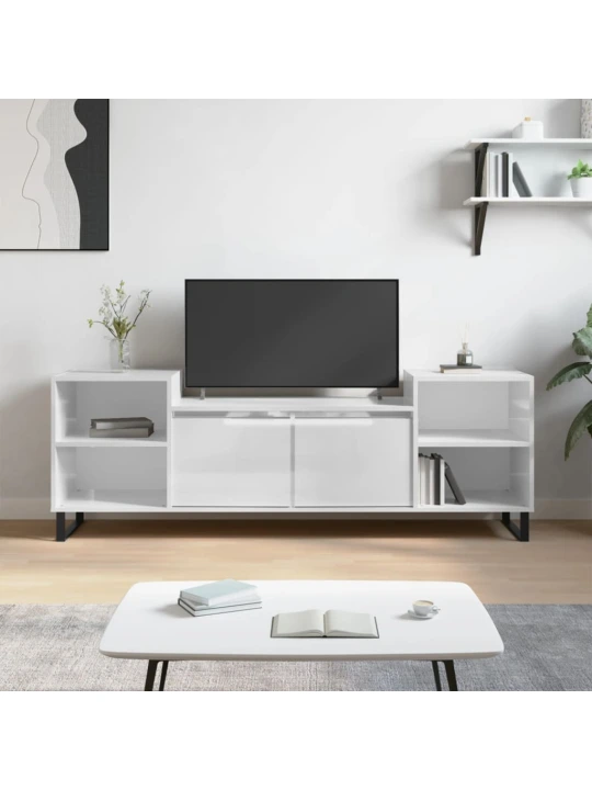 TV skříňka bílá s vysokým leskem 160x35x55 cm kompozitní dřevo