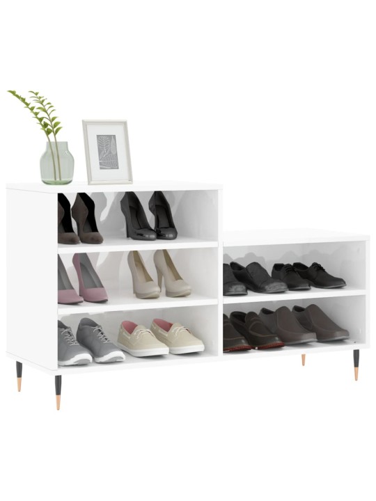 Botník bílý s vysokým leskem 102x36x60 cm kompozitní dřevo