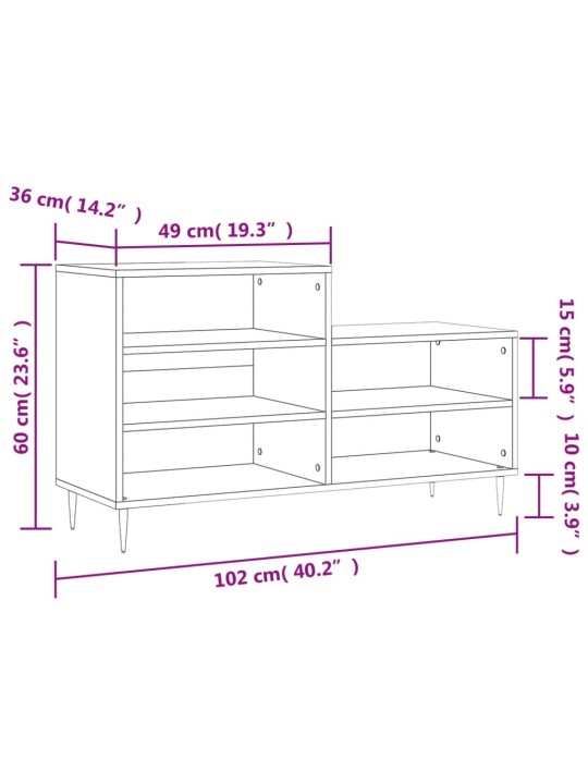 Botník bílý s vysokým leskem 102x36x60 cm kompozitní dřevo