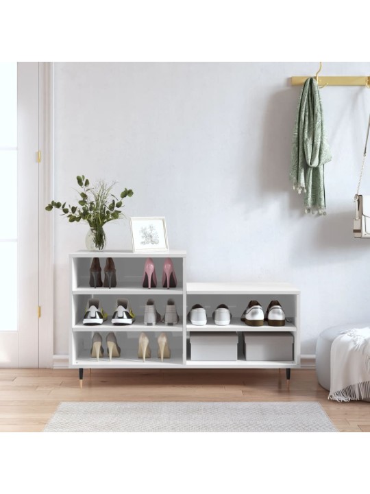 Botník bílý s vysokým leskem 102x36x60 cm kompozitní dřevo