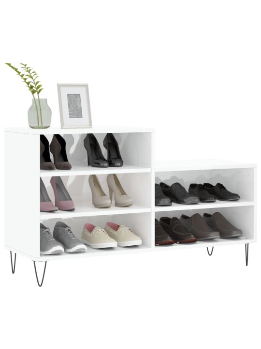 Botník bílý s vysokým leskem 102x36x60 cm kompozitní dřevo