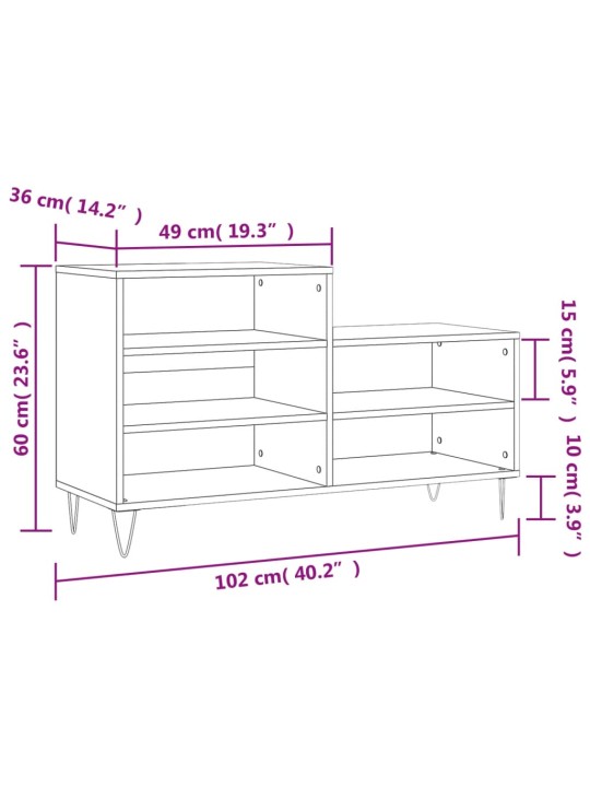 Botník bílý s vysokým leskem 102x36x60 cm kompozitní dřevo