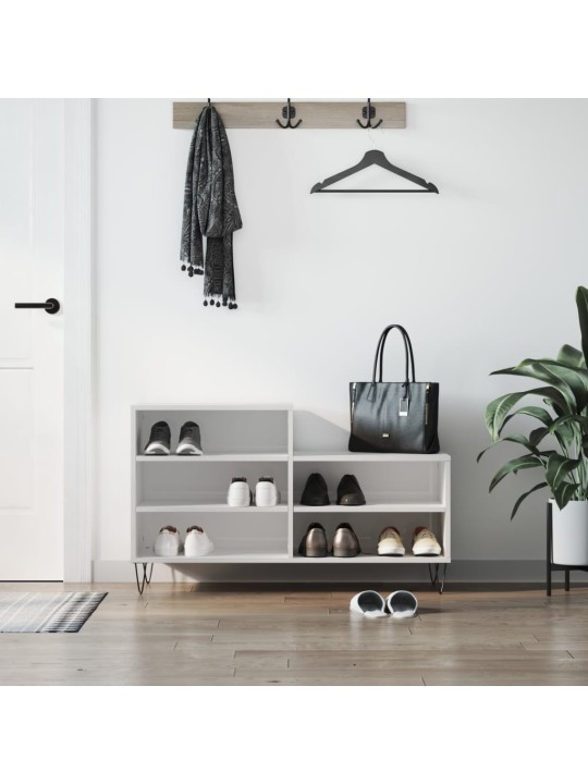 Botník bílý s vysokým leskem 102x36x60 cm kompozitní dřevo