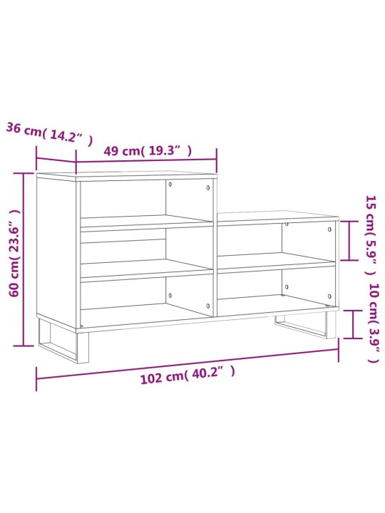 Botník bílý s vysokým leskem 102x36x60 cm kompozitní dřevo