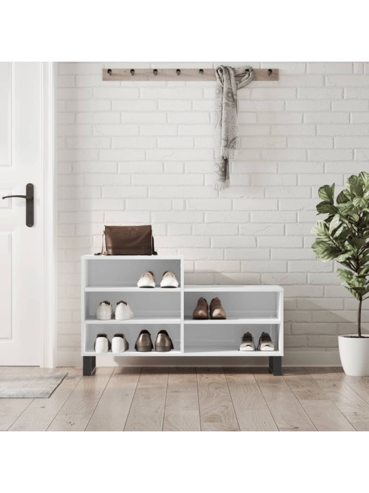 Botník bílý s vysokým leskem 102x36x60 cm kompozitní dřevo