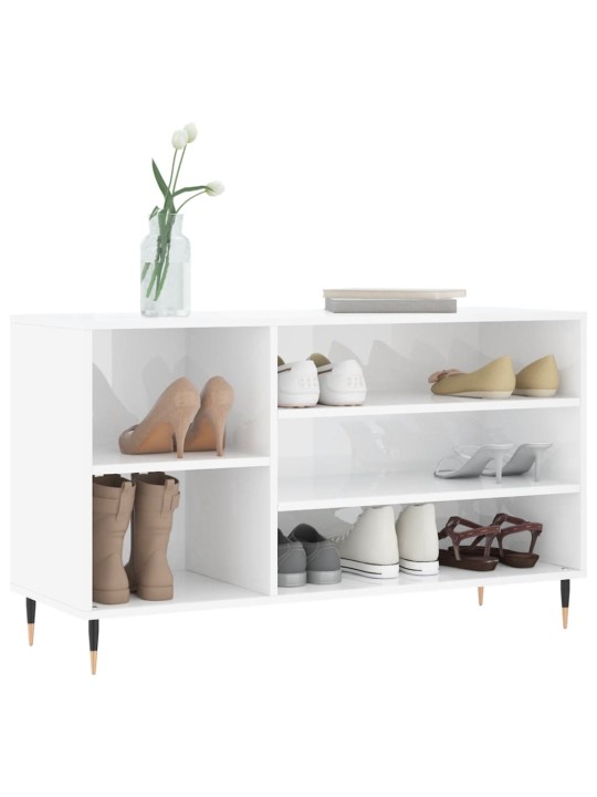Botník bílý s vysokým leskem 102x36x60 cm kompozitní dřevo