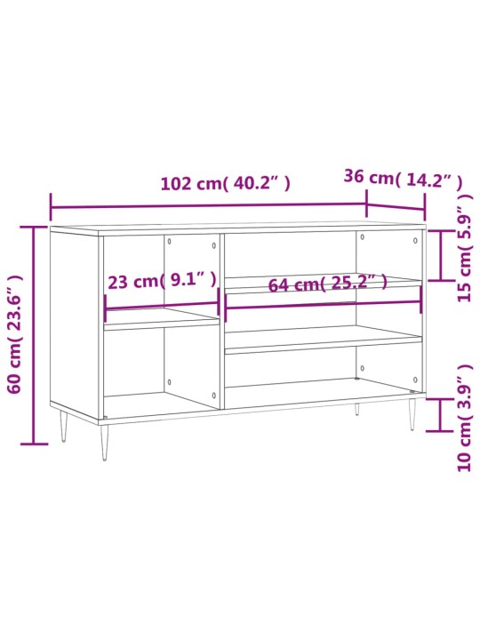Botník bílý s vysokým leskem 102x36x60 cm kompozitní dřevo