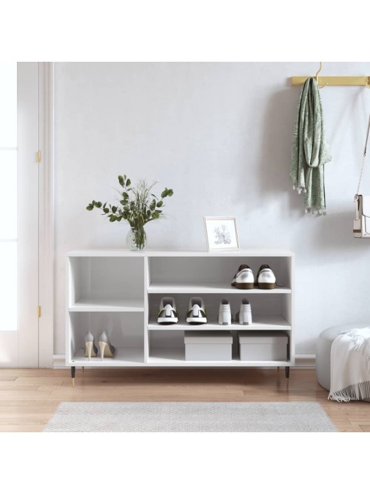 Botník bílý s vysokým leskem 102x36x60 cm kompozitní dřevo