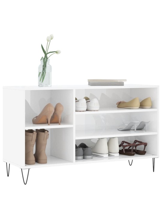 Botník bílý s vysokým leskem 102x36x60 cm kompozitní dřevo
