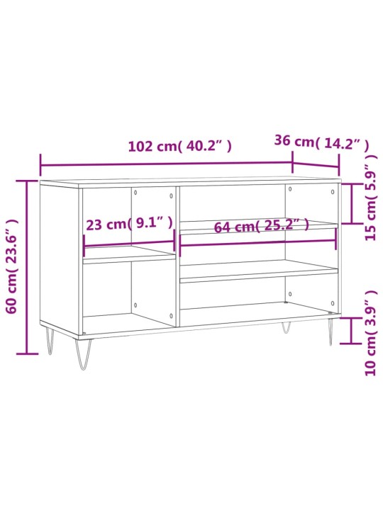 Botník bílý s vysokým leskem 102x36x60 cm kompozitní dřevo