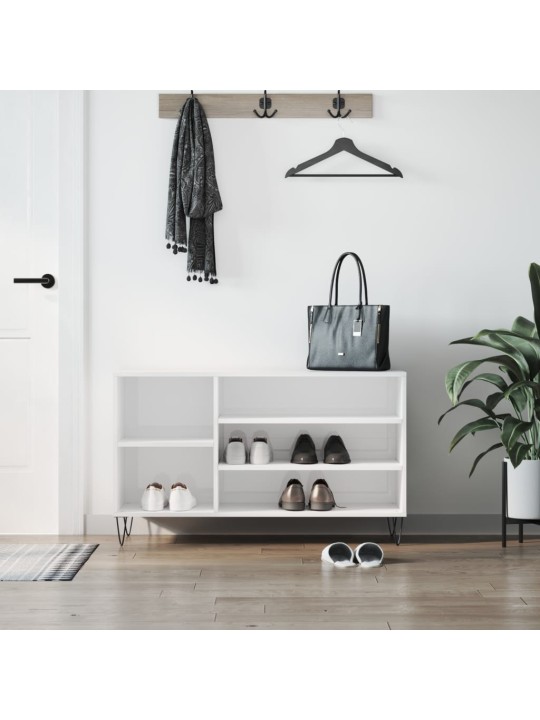 Botník bílý s vysokým leskem 102x36x60 cm kompozitní dřevo