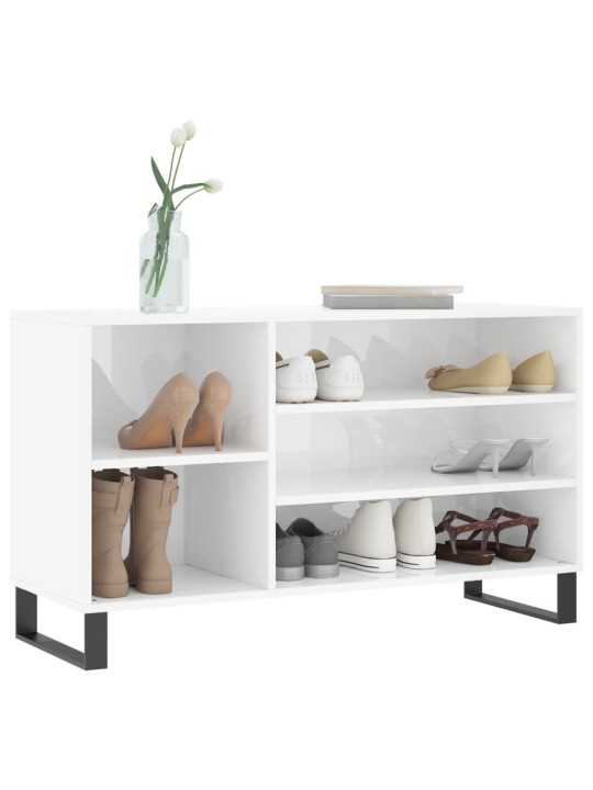 Botník bílý s vysokým leskem 102x36x60 cm kompozitní dřevo