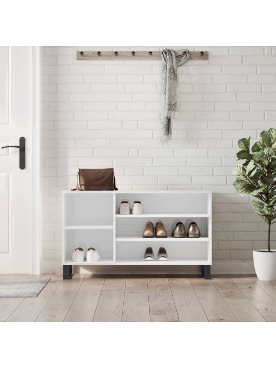 Botník bílý s vysokým leskem 102x36x60 cm kompozitní dřevo