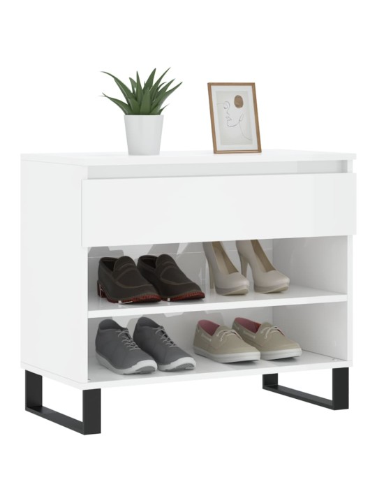 Botník bílý s vysokým leskem 70x36x60 cm kompozitní dřevo