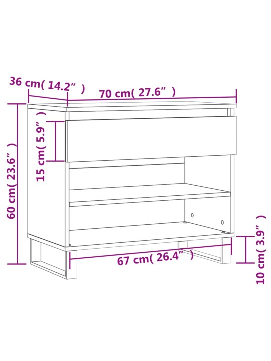Botník bílý s vysokým leskem 70x36x60 cm kompozitní dřevo