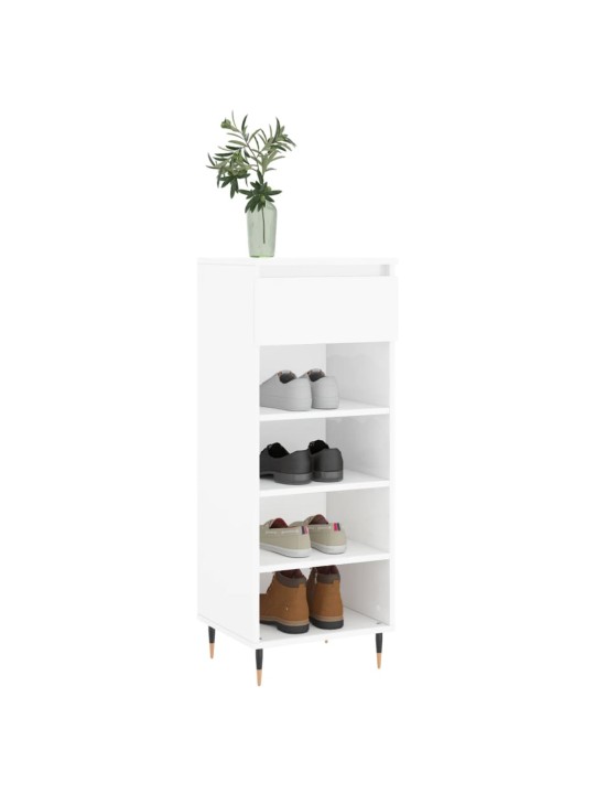 Botník bílý s vysokým leskem 40 x 36 x 105 cm kompozitní dřevo