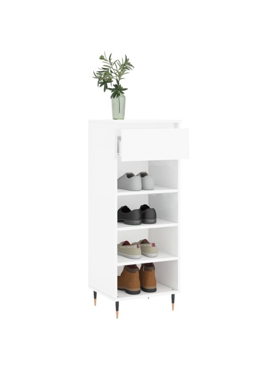 Botník bílý s vysokým leskem 40 x 36 x 105 cm kompozitní dřevo