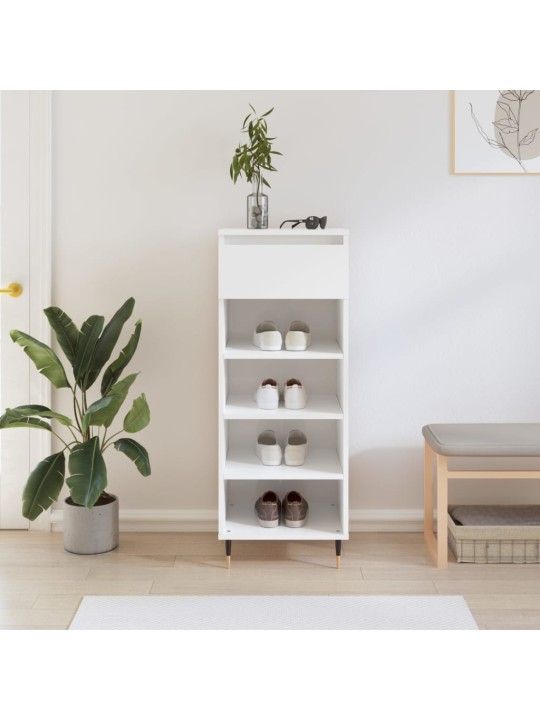 Botník bílý s vysokým leskem 40 x 36 x 105 cm kompozitní dřevo