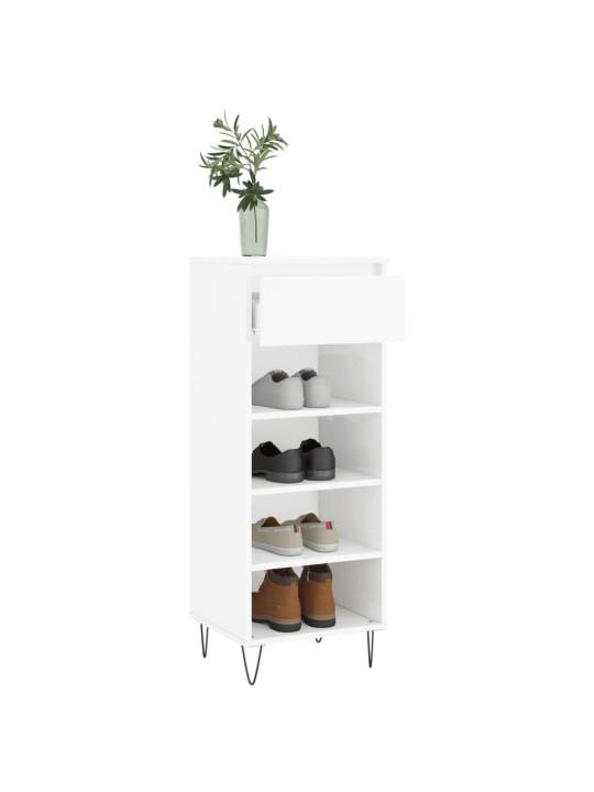 Botník bílý s vysokým leskem 40 x 36 x 105 cm kompozitní dřevo