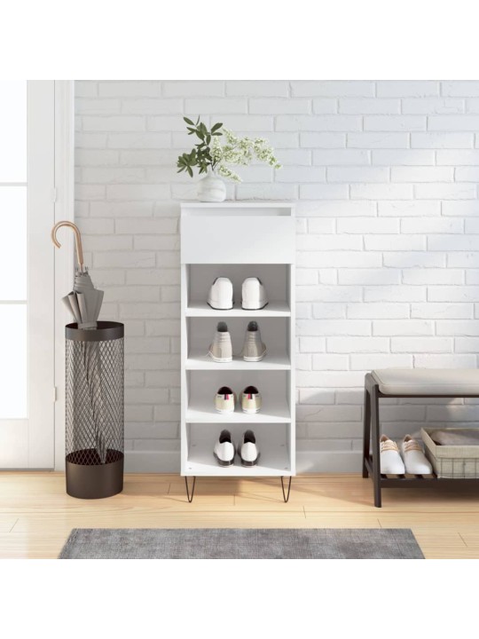 Botník bílý s vysokým leskem 40 x 36 x 105 cm kompozitní dřevo