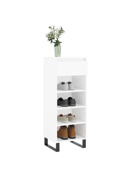Botník bílý s vysokým leskem 40 x 36 x 105 cm kompozitní dřevo
