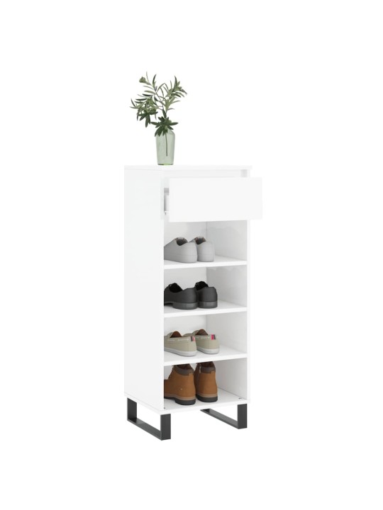 Botník bílý s vysokým leskem 40 x 36 x 105 cm kompozitní dřevo