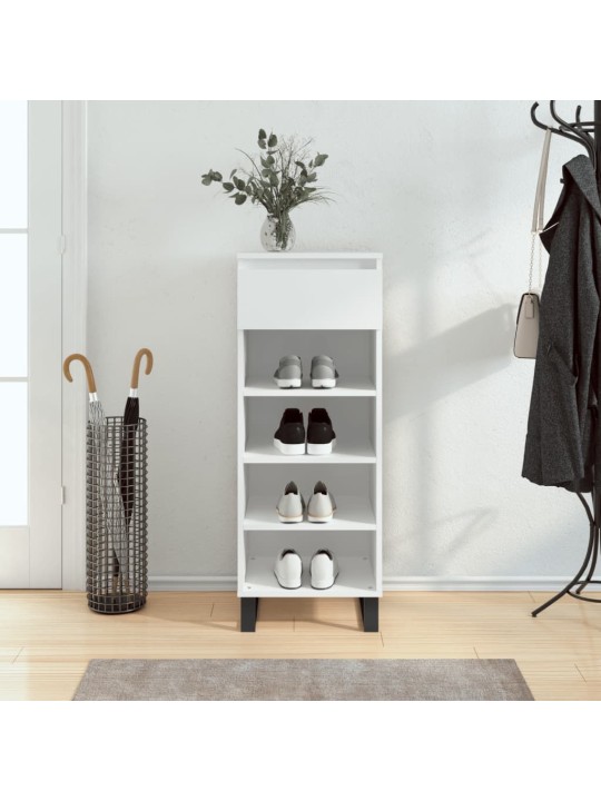 Botník bílý s vysokým leskem 40 x 36 x 105 cm kompozitní dřevo