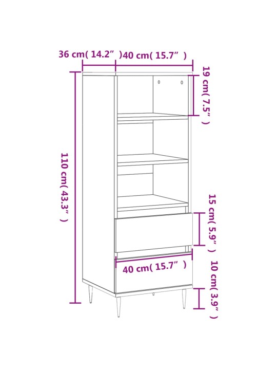 Skříň highboard betonově šedá 40 x 36 x 110 cm kompozitní dřevo