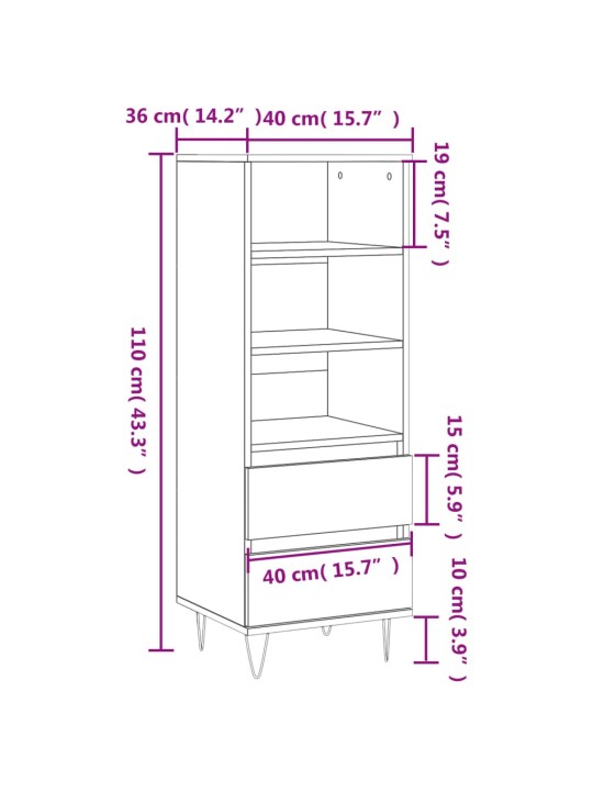 Skříň highboard kouřový dub 40 x 36 x 110 cm kompozitní dřevo
